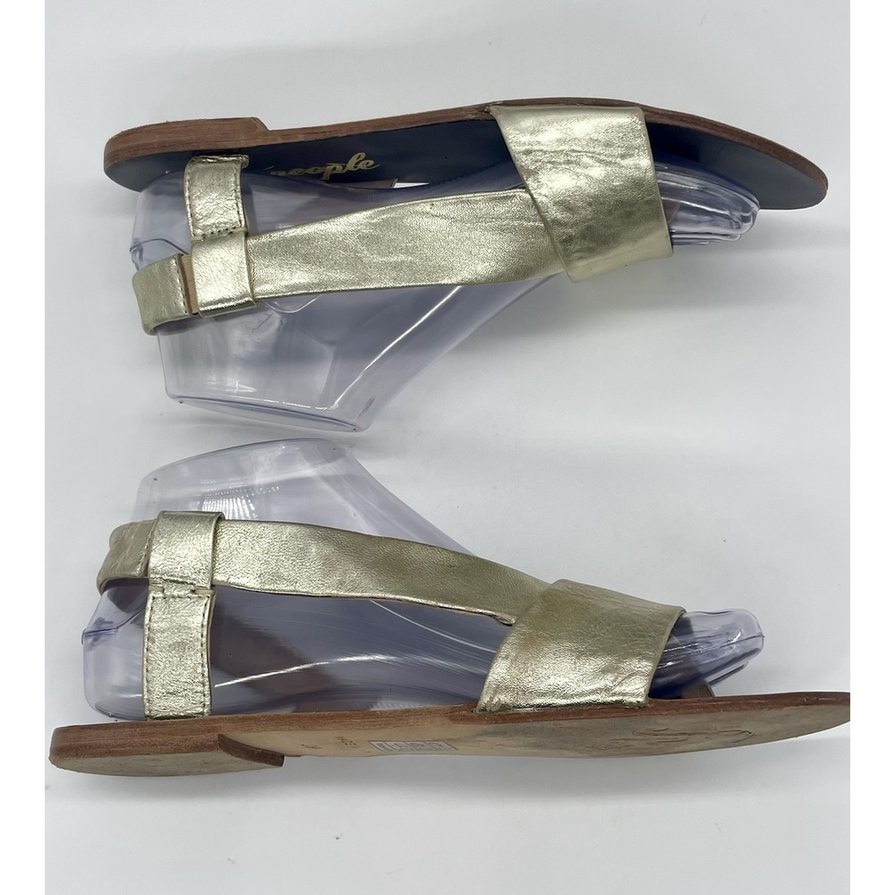 Free People Under Wraps Sandals Thong Flats Gold Leather Womens Size EU39/US9